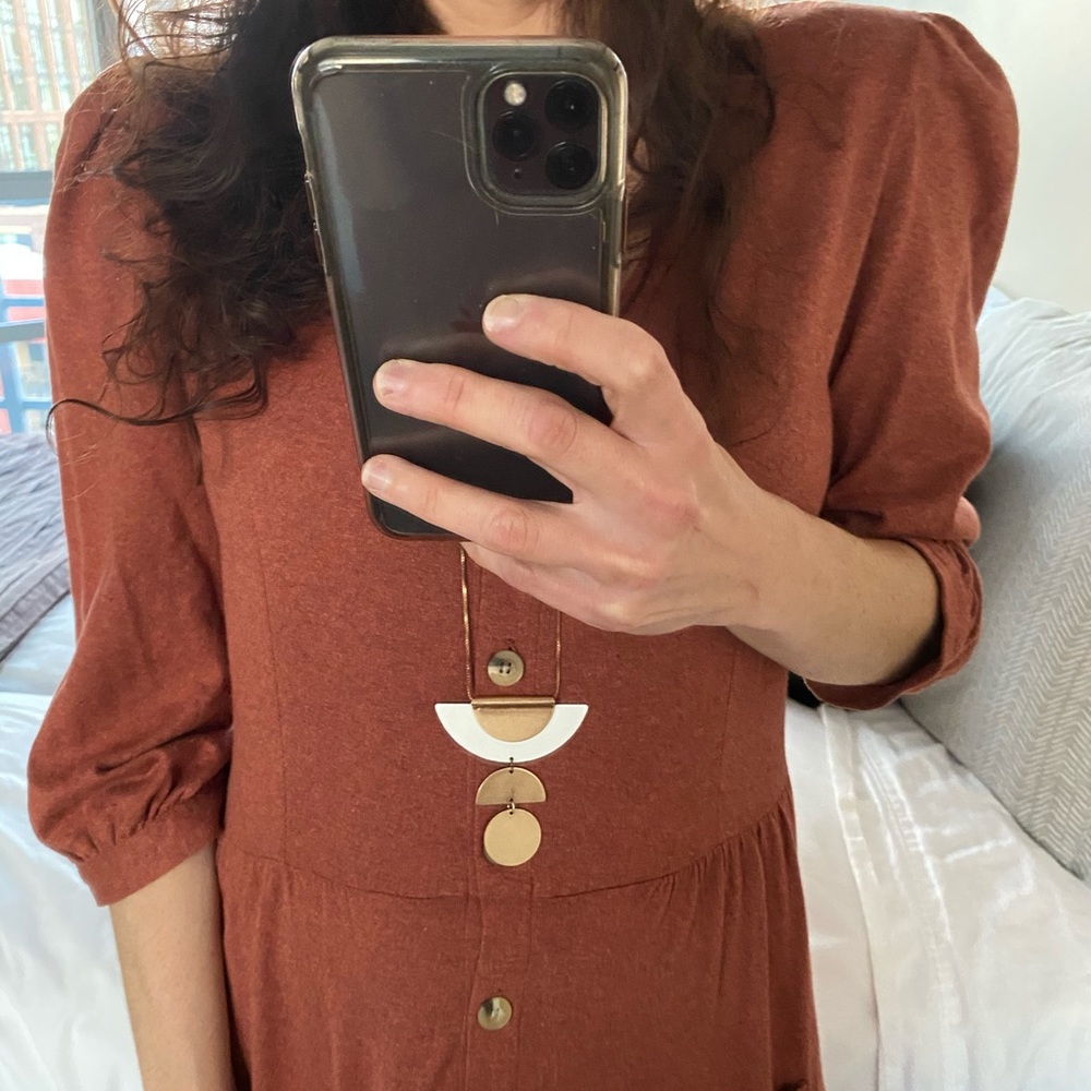 NWT Rust-colored peasant dress (with pockets!)